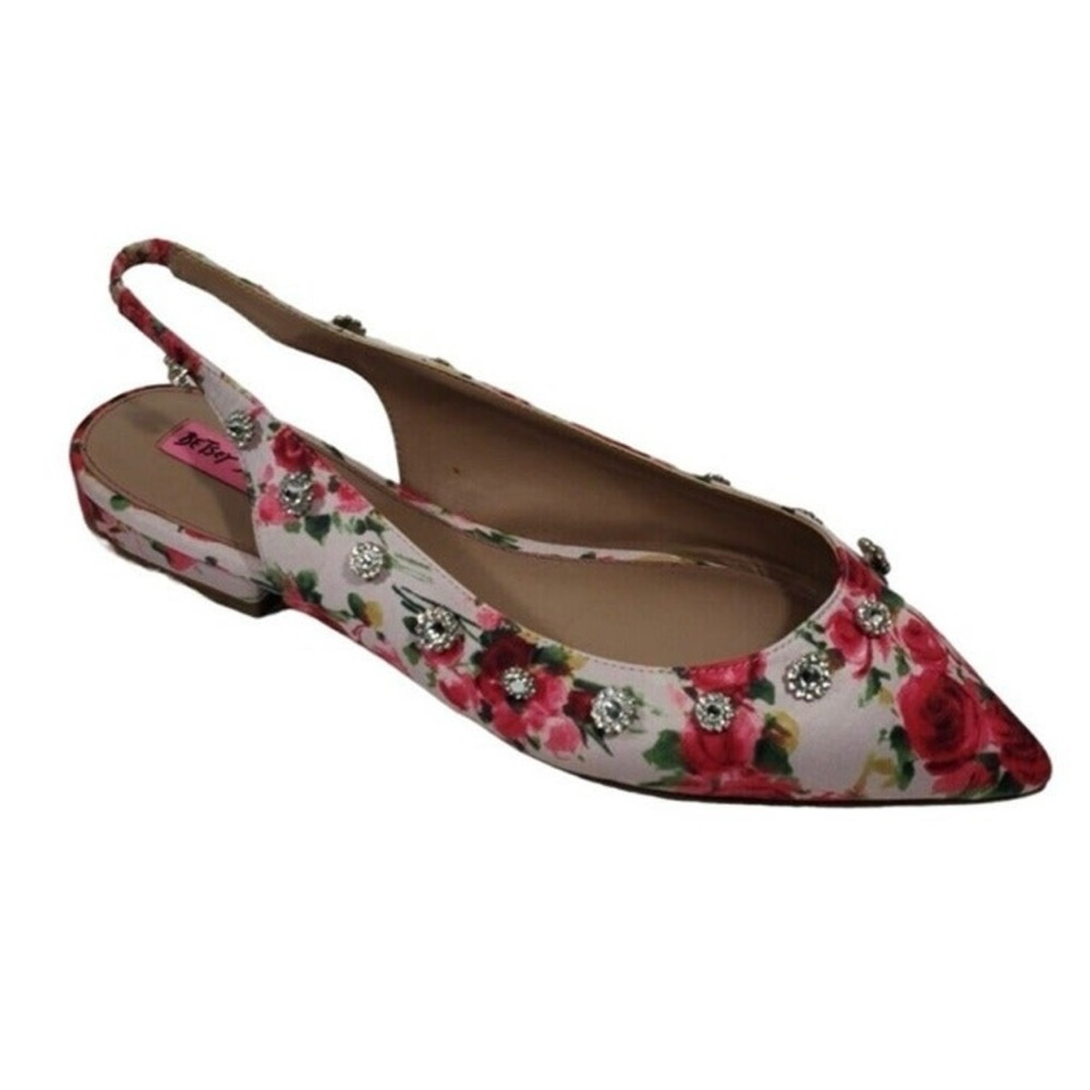Betsey Johnson Reba Pink floral pointed toe slingback